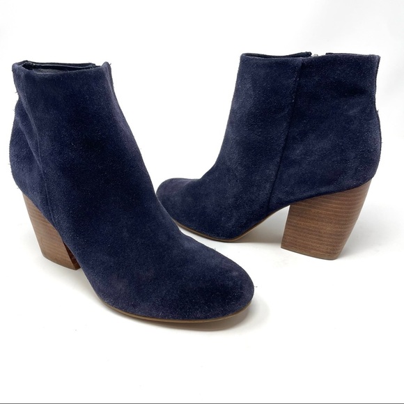 Crown Vintage Blue Suede Tashaa Ankle Boot Block Heel 9.5 - Picture 2 of 9